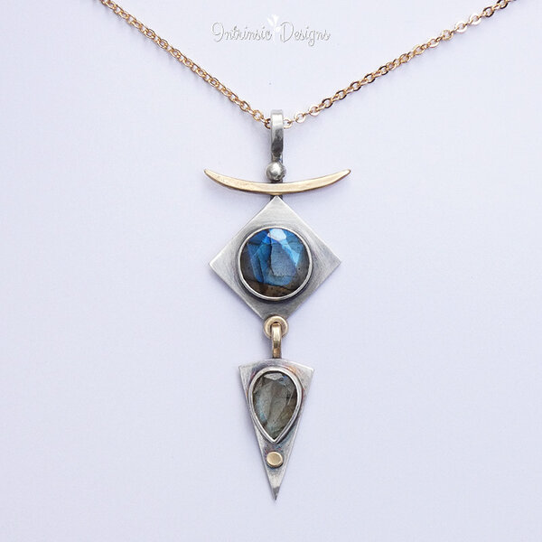 Labradorite Mixed Metal Pendant Necklace