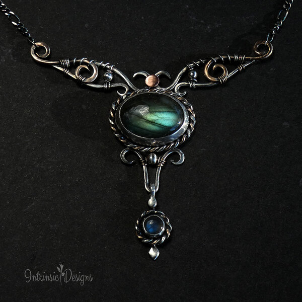 Labradorite Mixed Metal Pendant Necklace