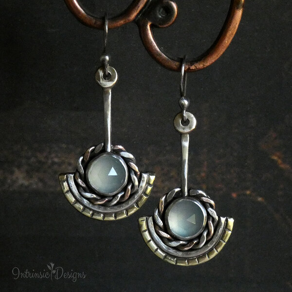 Seafoam Chalcedony Sterling Silver and Mixed Metal Earrings