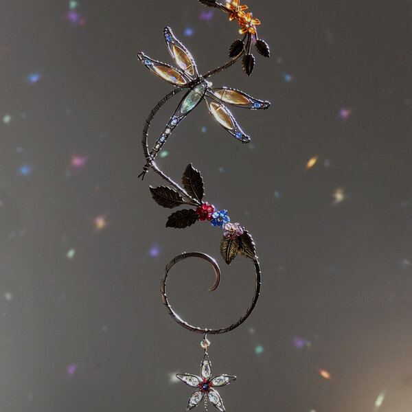 DRAGONFLY SWAROVSKI CRYSTAL WINDOW SUNCATCHER IN MIXED METALS