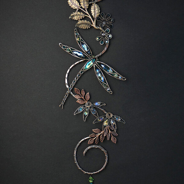 DRAGONFLY SWAROVSKI CRYSTAL WINDOW SUNCATCHER IN MIXED METALS