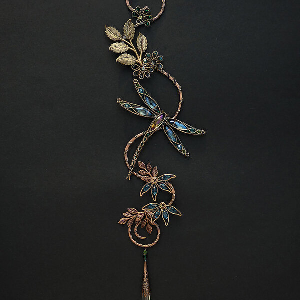 DRAGONFLY SWAROVSKI CRYSTAL WINDOW SUNCATCHER IN MIXED METALS