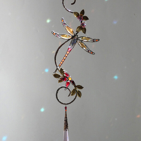 DRAGONFLY SWAROVSKI CRYSTAL WINDOW SUNCATCHER IN MIXED METALS