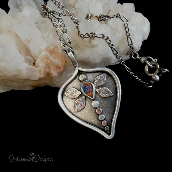 DRAGONFLY OPAL DOUBLET STERLING SILVER PENDANT NECKLACE