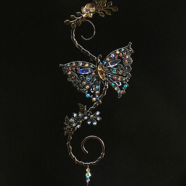 BUTTERFLY SWAROVSKI CRYSTAL WINDOW SUNCATCHER IN MIXED METALS