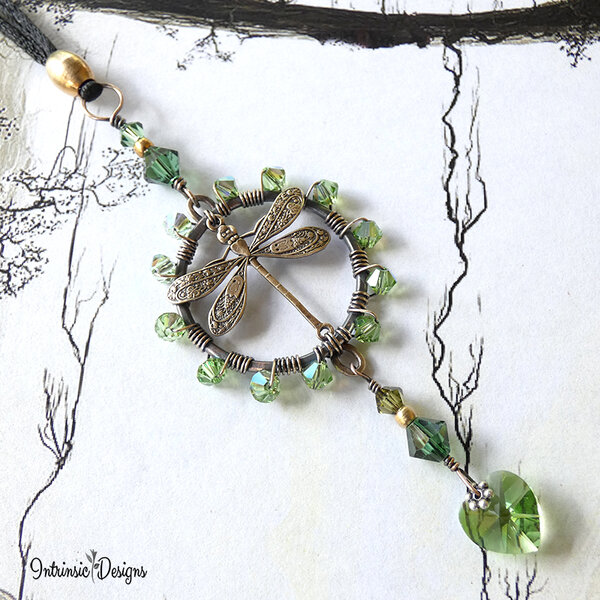 DRAGONFLY SWAROVSKI CRYSTAL CAR REARVIEW MIRROR DANGLE .... ADJUSTABLE