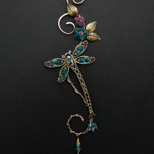 DRAGONFLY SWAROVSKI CRYSTAL WINDOW SUNCATCHER IN MIXED METALS