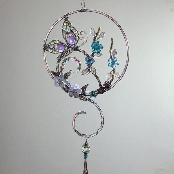 AMETHYST BUTTERFLY SUNCATCHER WITH GEMSTONES & SWAROVSKI CRYSTALS