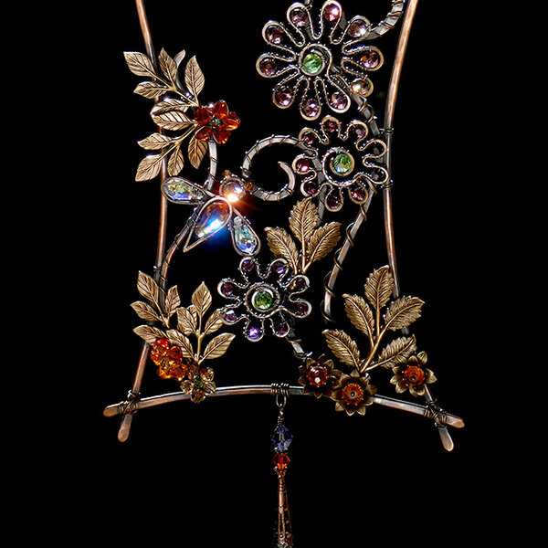 BEE HAPPY! ...  SWAROVSKI CRYSTAL WINDOW SUNCATCHER IN MIXED METALS