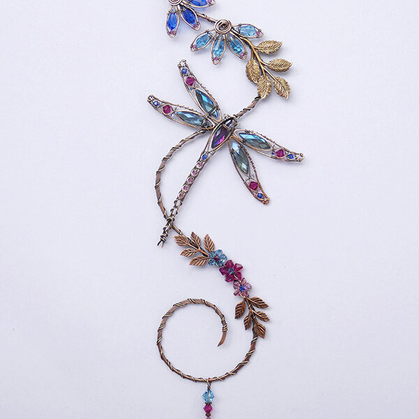 DRAGONFLY SWAROVSKI CRYSTAL WINDOW SUNCATCHER WITH MIXED METALS