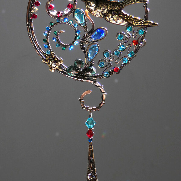 OCEAN THEMED SWAROVSKI CRYSTAL WINDOW SUNCATCHER IN MIXED METALS