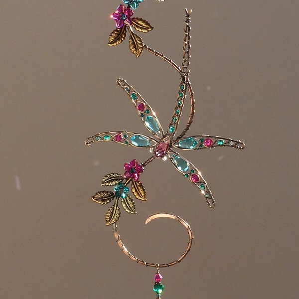 DRAGONFLY SWAROVSKI CRYSTAL WINDOW SUNCATCHER WITH MIXED METALS