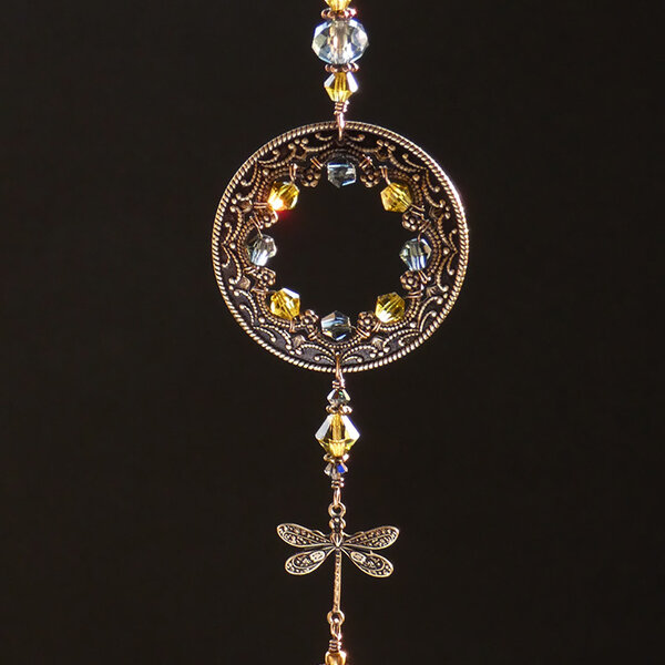 SWAROVSKI CRYSTAL DRAGONFLY CAR REAR VIEW MIRROR DANGLE .... ADJUSTABLE