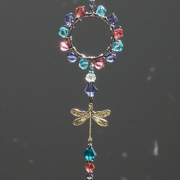 SWAROVSKI CRYSTAL DRAGONFLY CAR REAR VIEW MIRROR DANGLE .... ADJUSTABLE