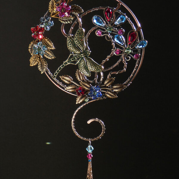 DRAGONFLY SWAROVSKI CRYSTAL WINDOW SUNCATCHER IN MIXED METALS