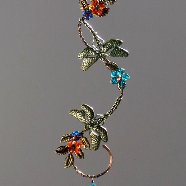 TWO VINTAJ DRAGONFLIES SWAROVSKI CRYSTAL WINDOW SUNCATCHER WITH MIXED METALS