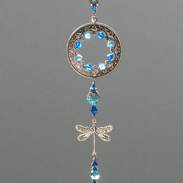 SWAROVSKI CRYSTAL DRAGONFLY CAR REAR VIEW MIRROR DANGLE .... ADJUSTABLE
