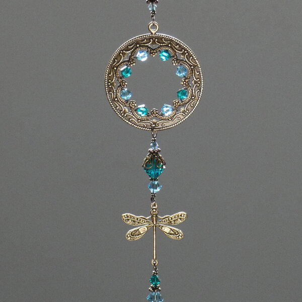 SWAROVSKI CRYSTAL DRAGONFLY CAR REAR VIEW MIRROR DANGLE .... ADJUSTABLE