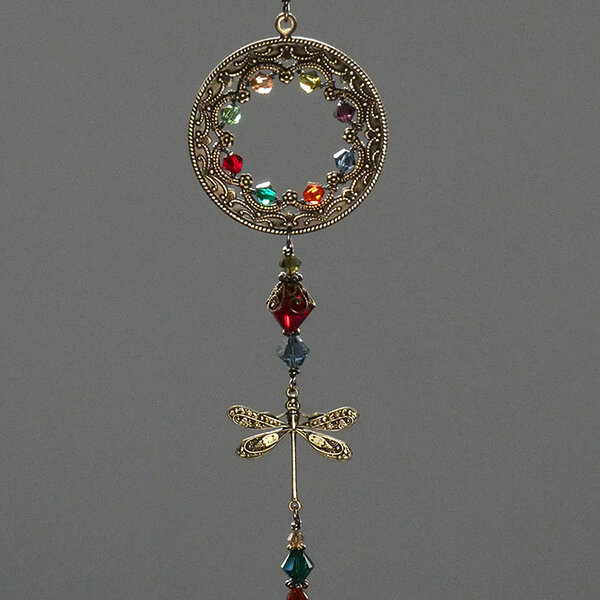 SWAROVSKI CRYSTAL DRAGONFLY CAR REAR VIEW MIRROR DANGLE .... ADJUSTABLE
