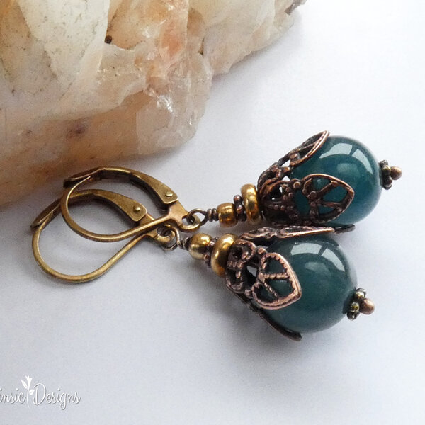 BERYL STONE FILIGREE EARRINGS