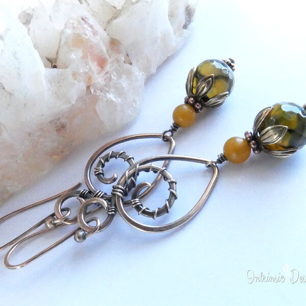 AGATE AND MIXED METAL EARRINGS