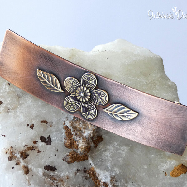 FLORAL COPPER HAIR BARRETTE / HAIR CLIP