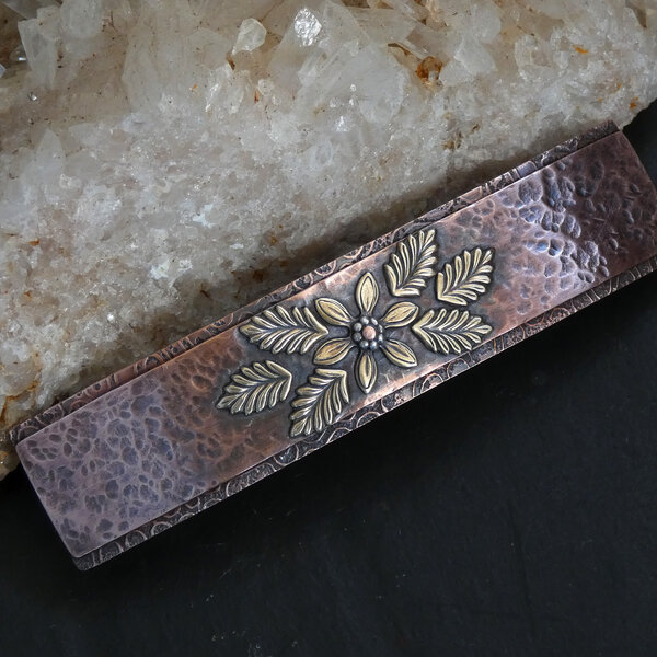 FLORAL COPPER HAIR BARRETTE / HAIR CLIP