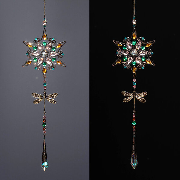 DRAGONFLY & MANDALA MIXED CRYSTAL WINDOW SUNCATCHER