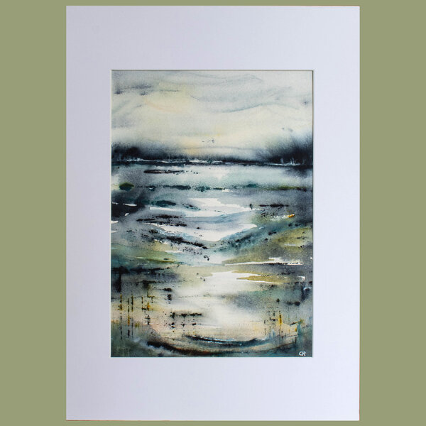 "DOWN BY THE RIVER" ORIGINAL ABSTRACT LANDSCAPE PAINTING IN WATERCOLOUR