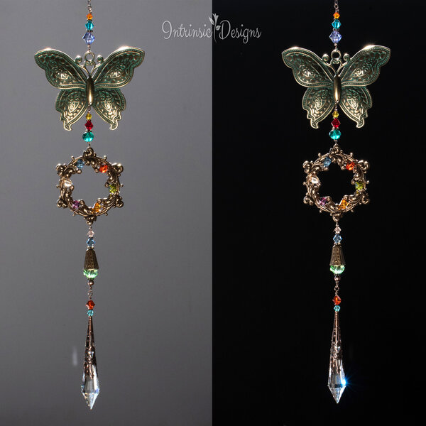 VINTAJ BUTTERFLY SWAROVSKI CRYSTAL WINDOW SUNCATCHER