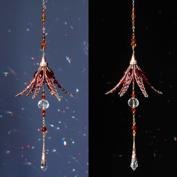 LONG RED LILY CRYSTAL WINDOW SUNCATCHER