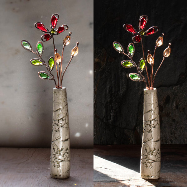 CRYSTAL FLOWERS IN A VASE ... WINDOWSILL SUNCATCHER