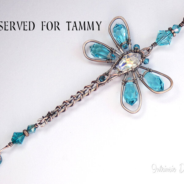 RESERVED FOR TAMMY .... TURQUOISE DRAGONFLY SWAROVSKI CRYSTAL CAR REAR VIEW MIRROR DANGLE .... ADJUSTABLE