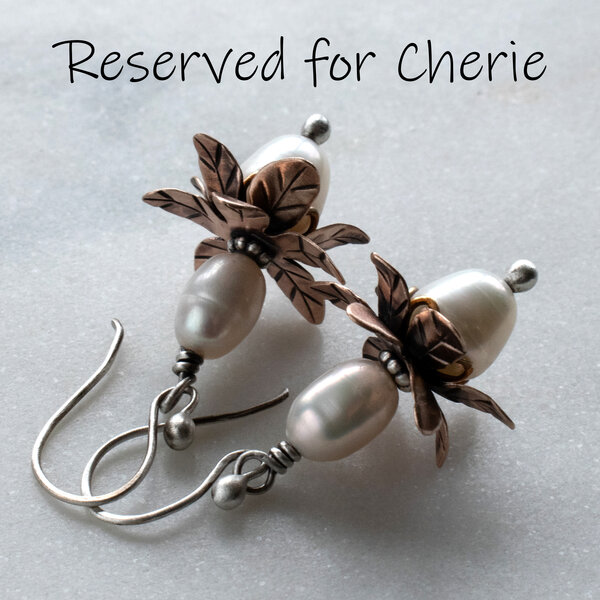 RESERVED FOR CHERIE ....  Freshwater Pearl Flower Earrings