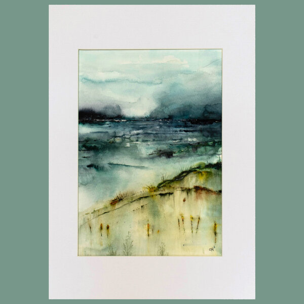 "DAPPLED LIGHT" ORIGINAL ABSTRACT SEASCAPE PAINTING IN WATERCOLOUR