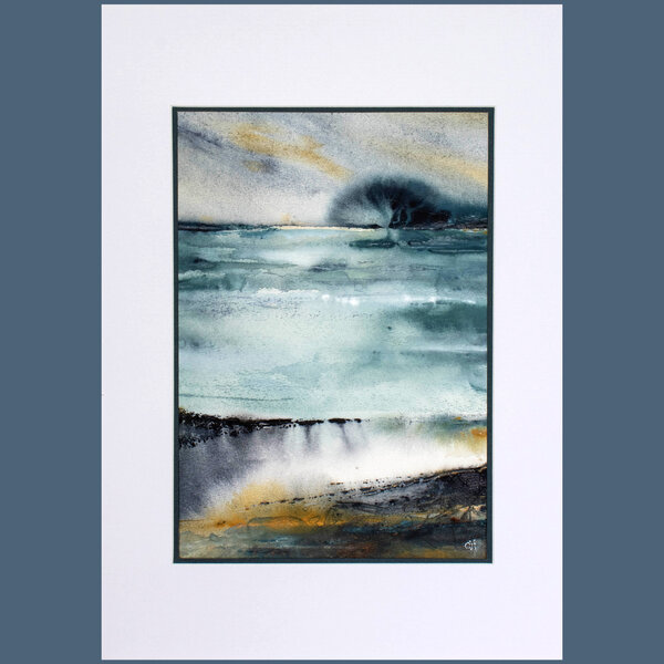"SEAFOAM BLOOM" ORIGINAL ABSTRACT SEASCAPE PAINTING IN WATERCOLOUR