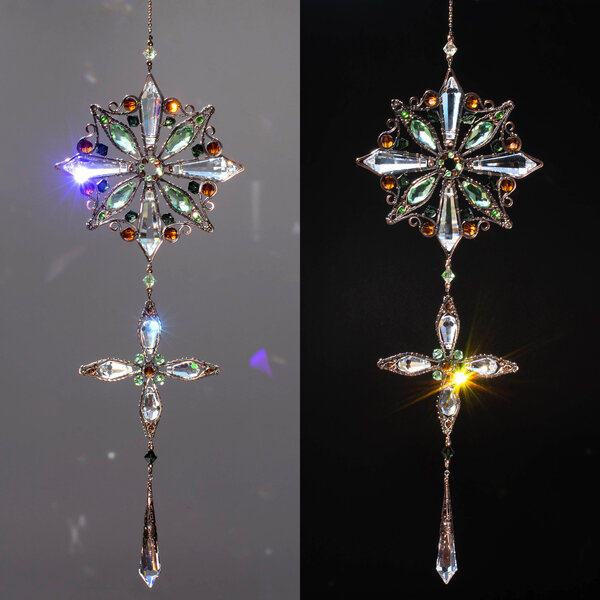 ELEGANT MANDALA CRYSTAL WINDOW SUNCATCHER IN COPPER & BRONZE