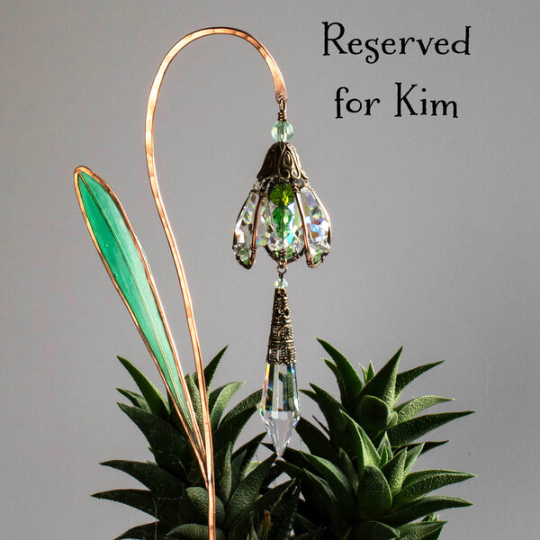 RESERVED FOR KIM ....SNOWDROP DECORATIVE PLANT STAKE SUNCATCHER