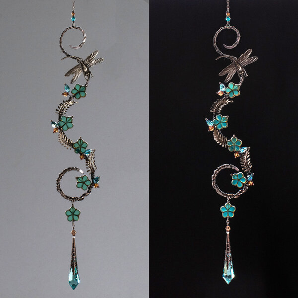 DRAGONFLY SWAROVSKI CRYSTAL & CZECH GLASS  WINDOW SUNCATCHER IN MIXED METALS