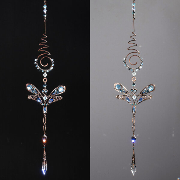 UNALOME INSPIRED DRAGONFLY SYMBOL CRYSTAL SUNCATCHER