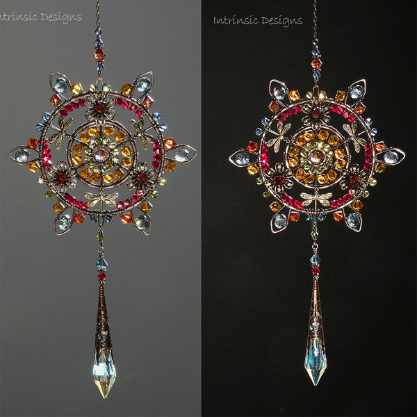 DRAGONFLY MANDALA SWAROVSKI CRYSTAL WINDOW SUNCATCHER