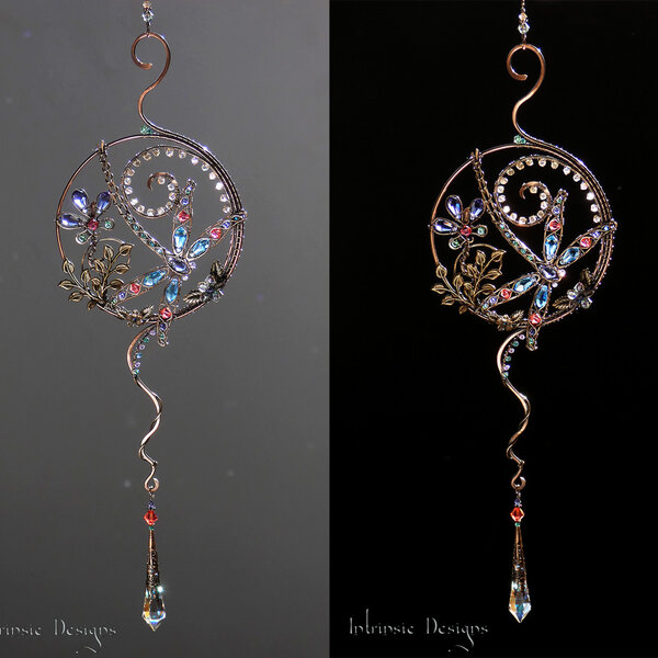 DRAGONFLY SWAROVSKI CRYSTAL WINDOW SUNCATCHER IN MIXED METALS