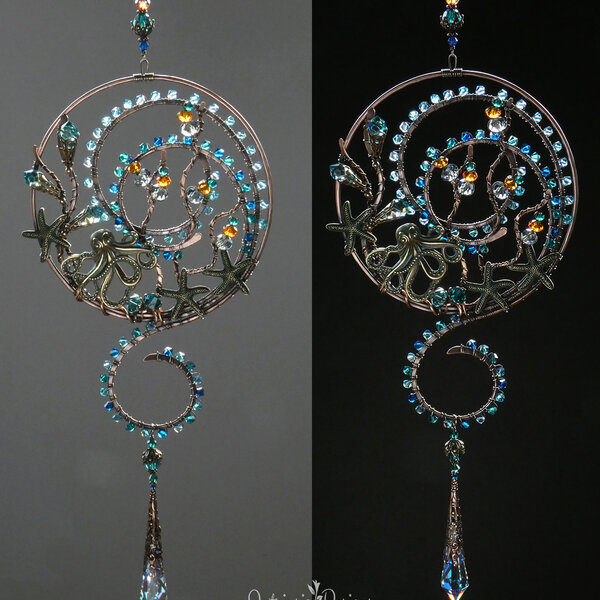 SEA LIFE SWAROVSKI CRYSTAL WINDOW SUNCATCHER IN MIXED METALS