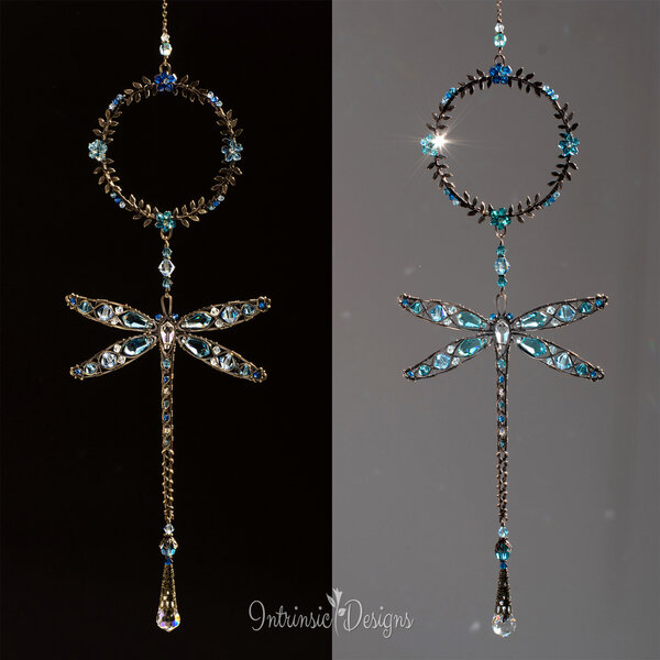 DRAGONFLY SWAROVSKI CRYSTAL WINDOW SUNCATCHER IN MIXED METALS