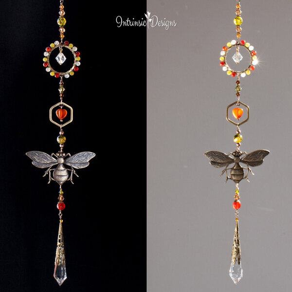 BEE SWAROVSKI CRYSTAL & GEMSTONE WINDOW SUNCATCHER IN MIXED METALS