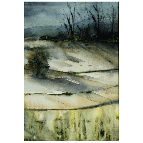 "AFTER THE FIRE" ORIGINAL ABSTRACT LANDSCAPE PAINTING IN WATERCOLOUR