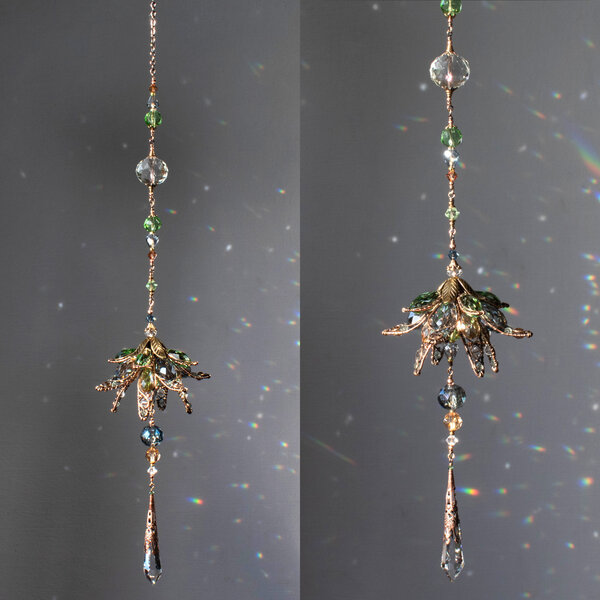 LONG CHANDELIER STYLE FLOWER CRYSTAL WINDOW SUNCATCHER